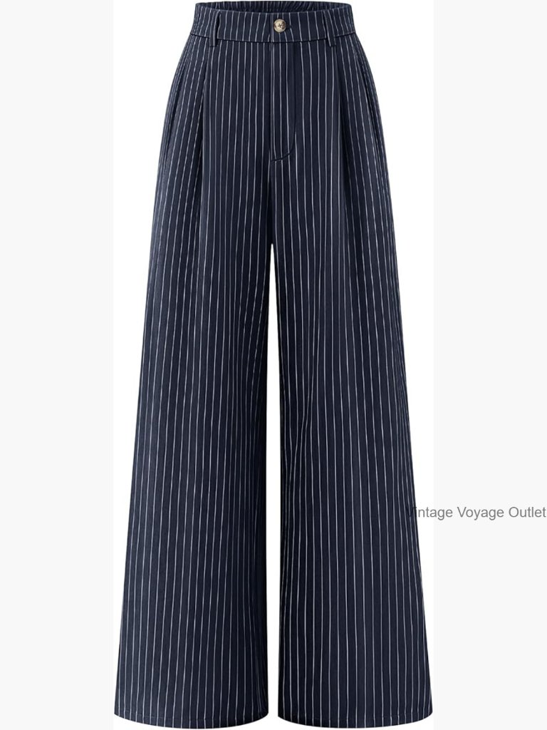 High Waist Wide Leg Palazzo Pants With Pockets, Lightweight Stretch Fabric